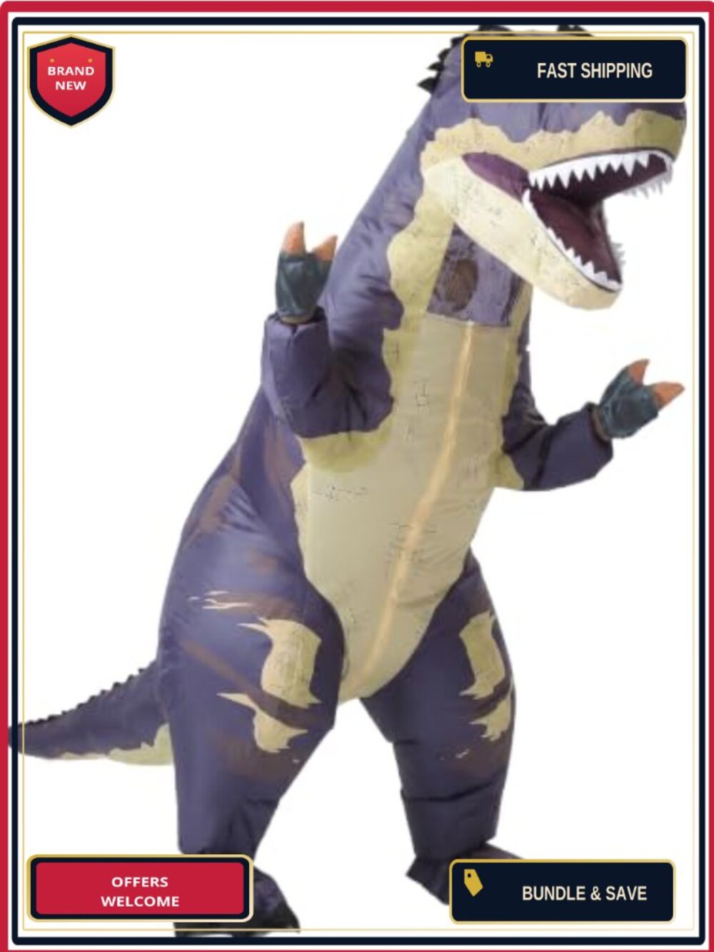 Adult Inflatable Dinosaur Costume Full Body T-Rex Blow Up Suit Halloween Party